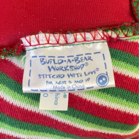 Build a Bear Workshop Holiday Outfit Elf Costume Christmas Green Red Stripped - Picture 4 of 8